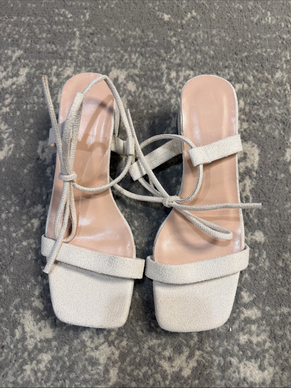 Women’s Lace-Up Square Toe Sandals - Cream